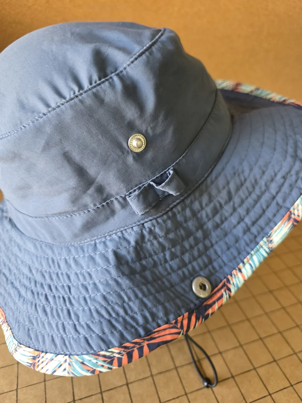 Mission Cooling Bucket Hat Blue Tropical Brim Adjustable Chin Strap